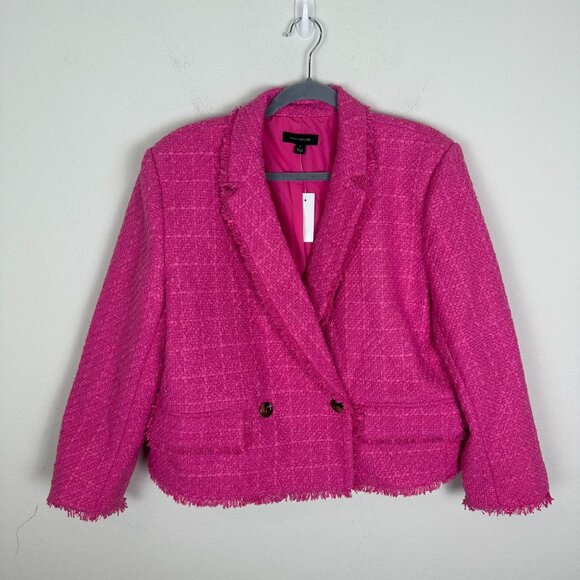 Ann Taylor Pink Tweed Blazer • Sz 16 • NWT - Picture 1 of 8